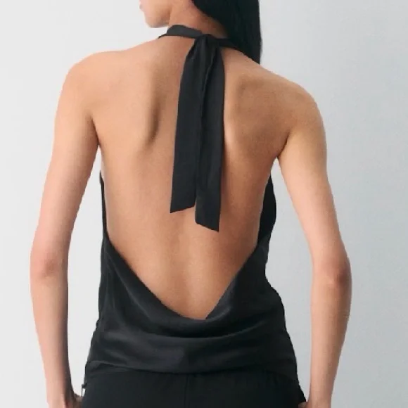 Aritzia Martini Satin Halter Blouse - Picture 2 of 5